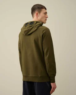 C.P. Company Diagonal Raised Fleece Goggle Hoodie Ivy Green Best