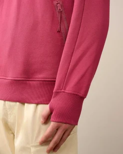 C.P. Company Diagonal Raised Fleece Goggle Hoodie Red Bud Best
