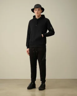 C.P. Company Diagonal Raised Fleece Hoodie Black Cheap