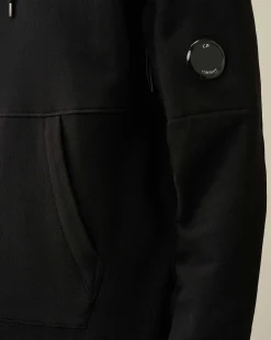 C.P. Company Diagonal Raised Fleece Hoodie Black Cheap