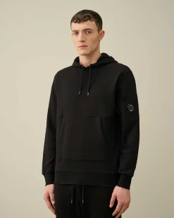 C.P. Company Diagonal Raised Fleece Hoodie Black Cheap