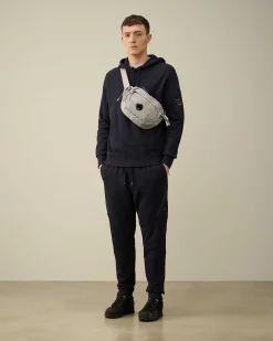 C.P. Company Diagonal Raised Fleece Hoodie Total Eclipse-Blue Online