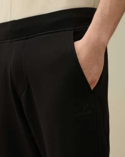 C.P. Company Diagonal Raised Fleece Logo Sweatpants Black Hot
