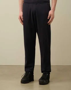 C.P. Company Diagonal Raised Fleece Logo Sweatpants Total Eclipse-Blue Best