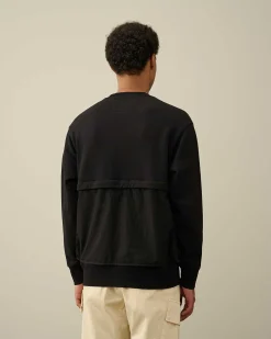 C.P. Company Diagonal Raised Fleece Mixed Detachable Sweatshirt Black Cheap