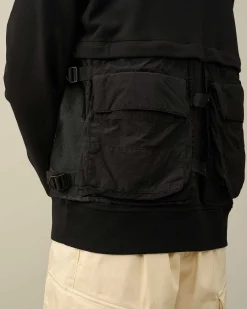 C.P. Company Diagonal Raised Fleece Mixed Detachable Sweatshirt Black Cheap