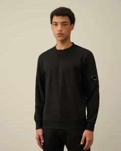 C.P. Company Diagonal Raised Fleece Sweatshirt Black Discount