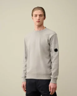 C.P. Company Diagonal Raised Fleece Sweatshirt Drizzle Grey Clearance