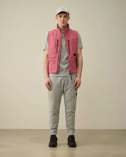 C.P. Company Diagonal Raised Fleece Sweatpants Grey Melange Best Sale