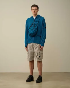 C.P. Company Diagonal Raised Fleece Zipped Hoodie Ink Blue Sale