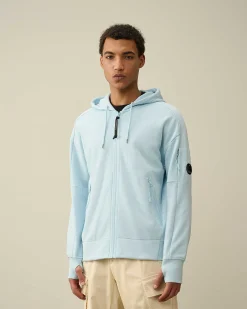 C.P. Company Diagonal Raised Fleece Zipped Hoodie Starlight Blue Shop