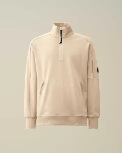 C.P. Company Diagonal Raised Fleece Zipped Sweatshirt Pistachio Shell-Beige Discount