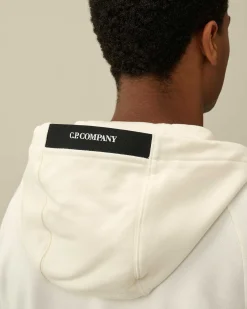 C.P. Company Diagonal Raised Fleece Zipped Hoodie Gauze White Outlet