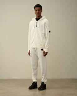C.P. Company Diagonal Raised Fleece Zipped Hoodie Gauze White Outlet