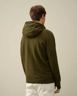 C.P. Company Diagonal Raised Fleece Zipped Hoodie Ivy Green Best Sale