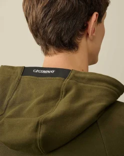 C.P. Company Diagonal Raised Fleece Zipped Hoodie Ivy Green Best Sale