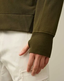 C.P. Company Diagonal Raised Fleece Zipped Hoodie Ivy Green Best Sale