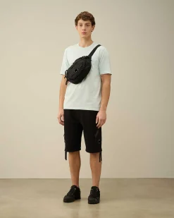 C.P. Company Diagonal Raised Fleece Zipped Pocket Shorts Black Cheap