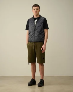 C.P. Company Diagonal Raised Fleece Zipped Pocket Shorts Ivy Green Best