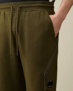 C.P. Company Diagonal Raised Fleece Zipped Pocket Shorts Ivy Green Best