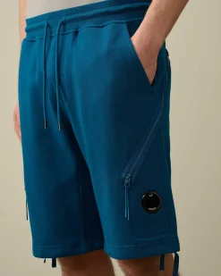 C.P. Company Diagonal Raised Fleece Zipped Pocket Shorts Ink Blue Hot