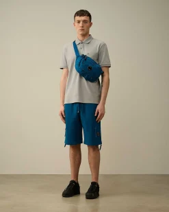 C.P. Company Diagonal Raised Fleece Zipped Pocket Shorts Ink Blue Hot