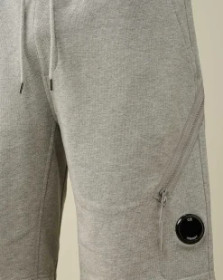C.P. Company Diagonal Raised Fleece Zipped Pocket Shorts Grey Melange Outlet