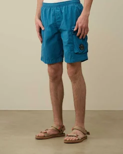 C.P. Company Flatt Nylon Cargo Swim Shorts Ink Blue New