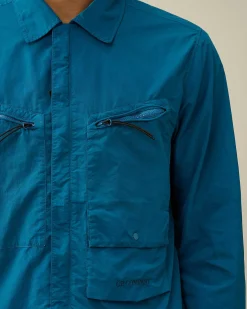 C.P. Company Flatt Nylon Overshirt Ink Blue Shop