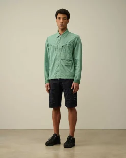C.P. Company Flatt Nylon Overshirt Green Bay Outlet