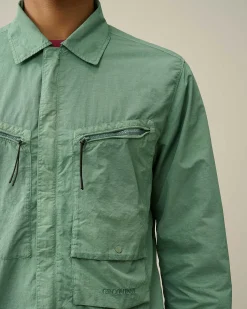 C.P. Company Flatt Nylon Overshirt Green Bay Outlet
