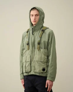 C.P. Company Flatt Nylon Reversible Hooded Jacket Agave Green Outlet