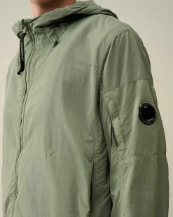 C.P. Company Flatt Nylon Reversible Hooded Jacket Agave Green Outlet
