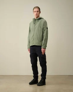 C.P. Company Flatt Nylon Reversible Hooded Jacket Agave Green Outlet