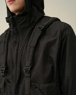 C.P. Company Flatt Nylon Reversible Hooded Jacket Black Best