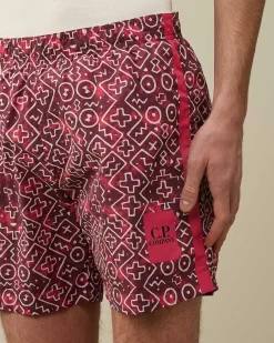 C.P. Company Flatt Nylon Swim Shorts Red Bud Fashion