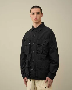 C.P. Company Flatt Nylon Utility Overshirt Total Eclipse-Blue Outlet