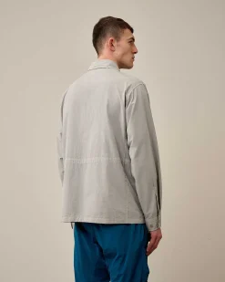 C.P. Company Flatt Nylon Utility Overshirt Drizzle Grey Discount