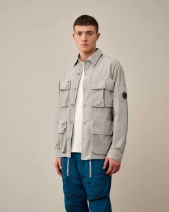 C.P. Company Flatt Nylon Utility Overshirt Drizzle Grey Discount