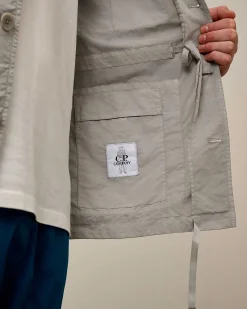 C.P. Company Flatt Nylon Utility Overshirt Drizzle Grey Discount