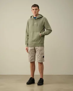 C.P. Company 30/1 Fleece Artisanal Hoodie Agave Green Cheap
