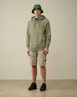 C.P. Company 30/1 Fleece Artisanal Hoodie Agave Green Cheap
