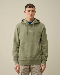 C.P. Company 30/1 Fleece Artisanal Hoodie Agave Green Cheap