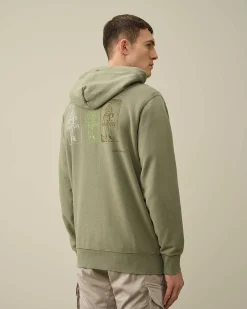 C.P. Company 30/1 Fleece Artisanal Hoodie Agave Green Cheap