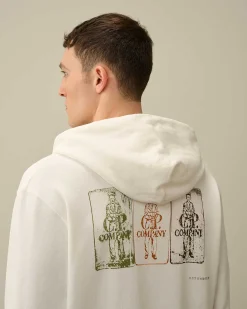 C.P. Company 30/1 Fleece Artisanal Hoodie Gauze White Flash Sale