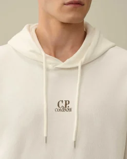 C.P. Company 30/1 Fleece Artisanal Hoodie Gauze White Flash Sale
