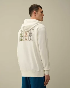 C.P. Company 30/1 Fleece Artisanal Hoodie Gauze White Flash Sale