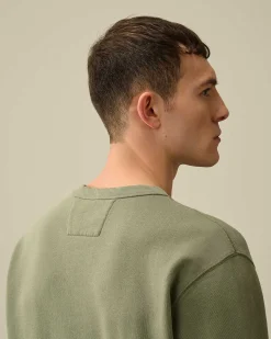 C.P. Company 30/1 Fleece Artisanal Logo Sweatshirt Agave Green Fashion
