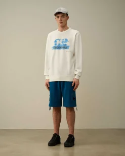 C.P. Company 30/1 Fleece Artisanal Logo Sweatshirt Gauze White Best Sale