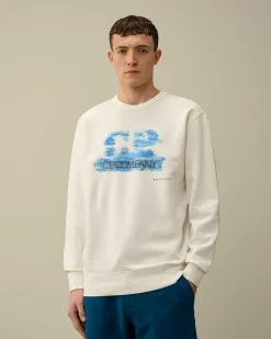 C.P. Company 30/1 Fleece Artisanal Logo Sweatshirt Gauze White Best Sale